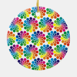 Colour Points Circle Pattern + your background Ceramic Ornament