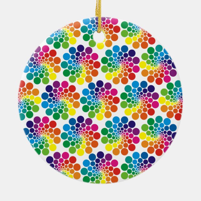Colour Points Circle Pattern + your background Ceramic Ornament (Back)