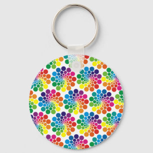 Colour Points Circle Pattern + your background Keychain