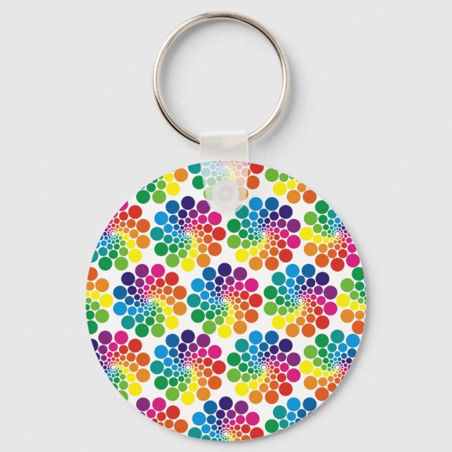 Colour Points Circle Pattern + your background Keychain (Front)