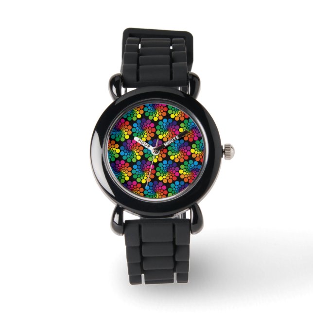 Colour Points Circle Pattern + your background Watch (Front)