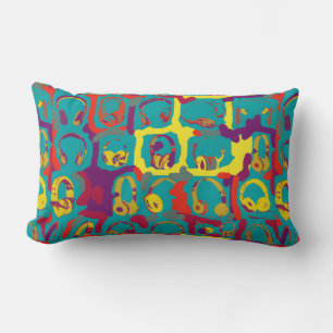 colour pop art dj headphones lumbar pillow