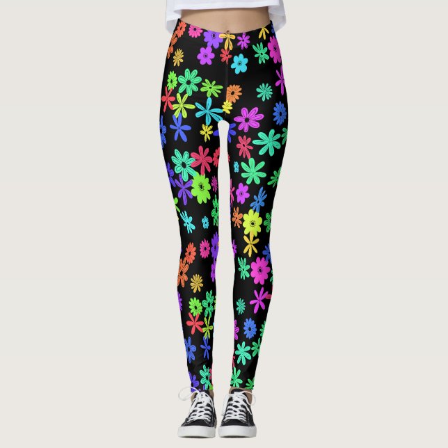 Colour Pop Cute Flowers Leggings (Front)