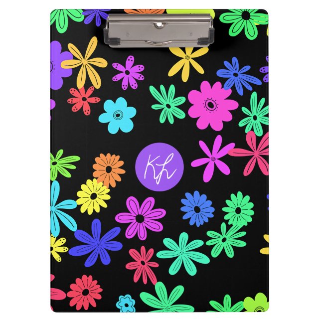 Colour Pop Cute Flowers Personalized Clipboard (Front)