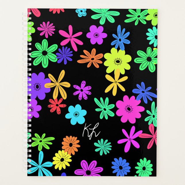 Colour Pop Cute Flowers Personalized Planner (Front)