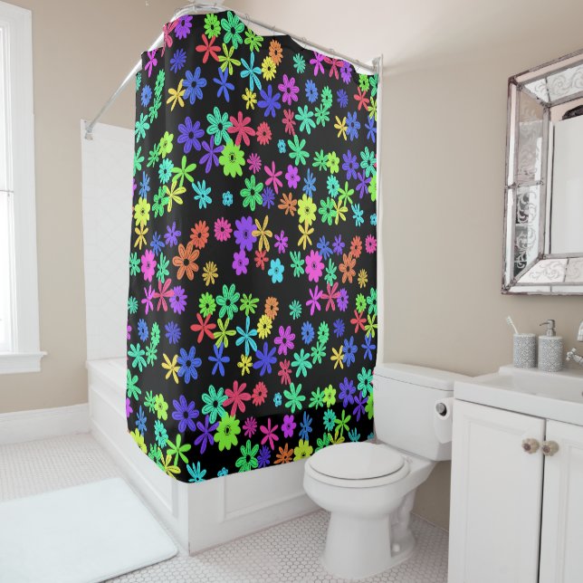 Colour Pop Cute Flowers Shower Curtain (In Situ)
