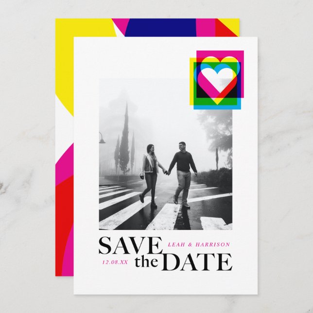 Colour Pop Flat Save The Date Card (Front/Back)
