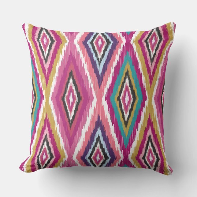 Colour Pop Ikat Diamonds Throw Pillow (Front)