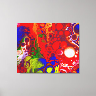 Colour Pop Red Blue Fluid Art Canvas Print