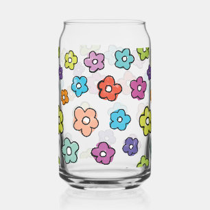 Colour Pop Retro Floral  Can Glass
