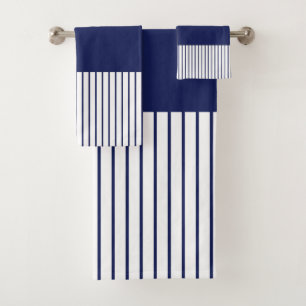 Colour Pop Stripes - Blue and White Bath Towel Set