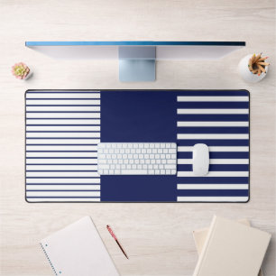 Colour Pop Stripes - Blue and White Desk Mat