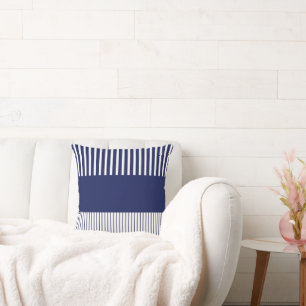 Colour Pop Stripes - Blue and White Throw Pillow
