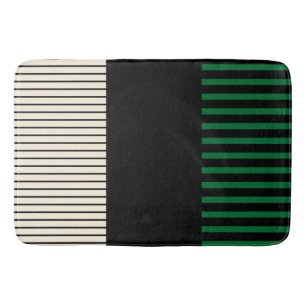 Colour Pop Stripes - Green, Cream and Black Bath Mat