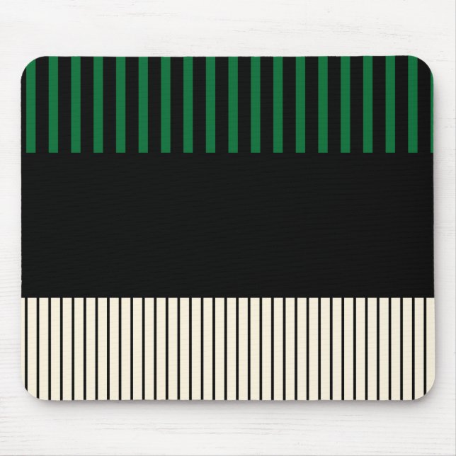 Colour Pop Stripes - Green, Cream and Black Mouse Pad (Front)