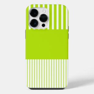 Colour Pop Stripes in Lime Green and White iPhone 14 Pro Max Case