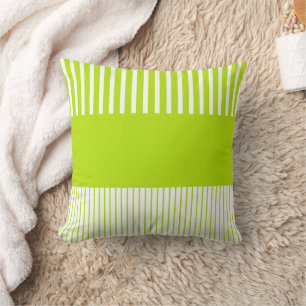 Colour Pop Stripes in Lime Green and White Throw Pillow