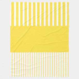 Colour Pop Stripes - Lemon Yellow and White Fleece Blanket