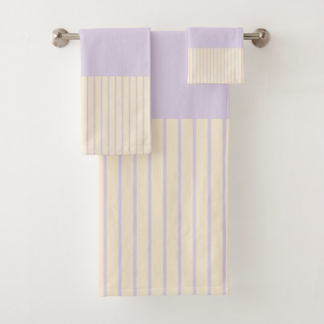 Colour Pop Stripes - Pastel Pink, Yellow & Purple Bath Towel Set (Insitu)