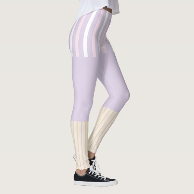 Colour Pop Stripes - Pastel Pink, Yellow & Purple Leggings (Right)