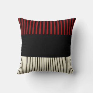 Colour Pop Stripes - Red & Cream Throw Pillow