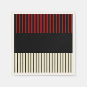 Colour Pop Stripes - Red & Cream Throw Pillow Napkin