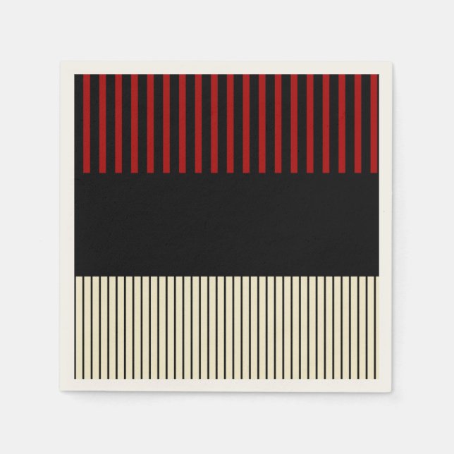 Colour Pop Stripes - Red & Cream Throw Pillow Napkin (Front)