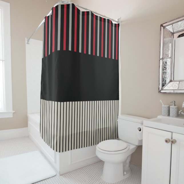 Colour Pop Stripes-Red, Grey, Black and Bone White (In Situ)