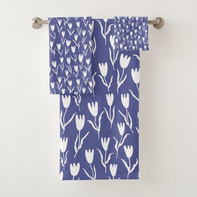 Colour Pop Tulips - Blue Purple Bath Towel Set (Insitu)