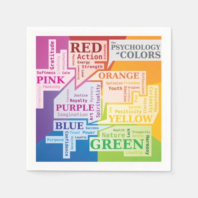 Colour Psychology Word Cloud Illustration Boxes Napkin (Front)