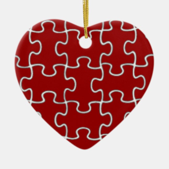 colour puzzle pieces ceramic ornament (Front)