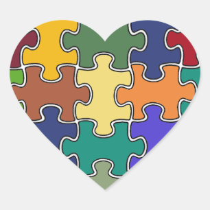 colour puzzle pieces heart sticker