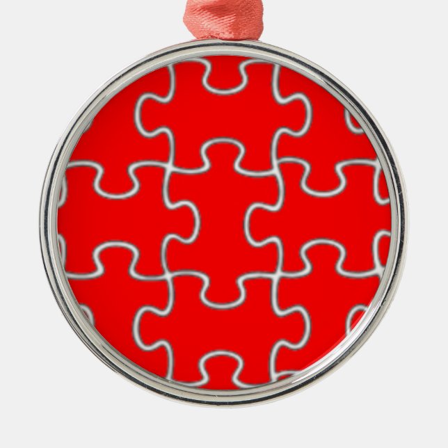 colour puzzle pieces metal ornament (Front)