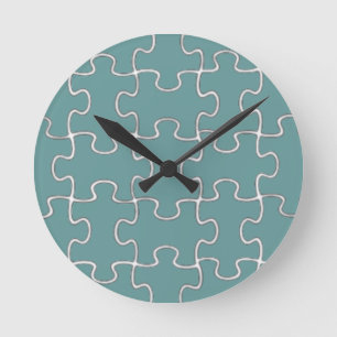 colour puzzle pieces round clock