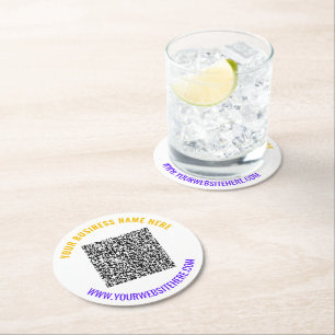Colour QR Code Custom Text and Colours Paper Coast Round Paper Coaster