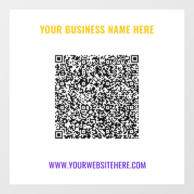 Colour QR Code Custom Text and Colours Window Clin Cling (Sheet)