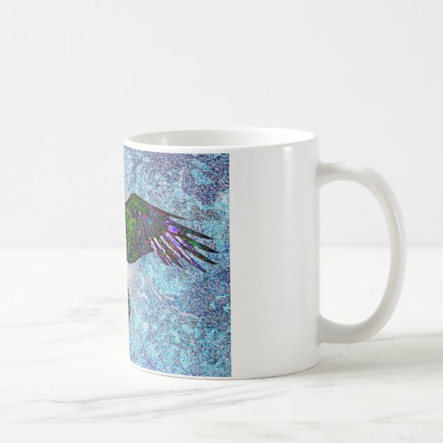 Colour Raven On Blue Coffee Mug (Right)