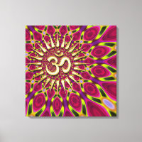 Colour Rays Gold Om Sign Psychedelic Canvas