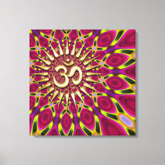 Colour Rays Gold Om Sign Psychedelic Canvas