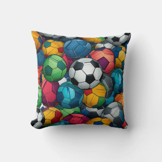 "Colour Rush – Soccer Ball Pattern Pillow" Throw Pillow