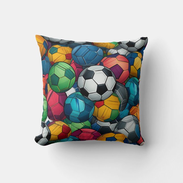 "Colour Rush – Soccer Ball Pattern Pillow" Throw Pillow (Front)