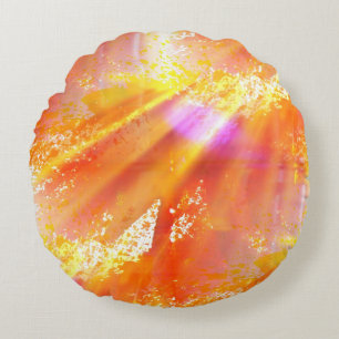 colour seamless art background yellow, orange round pillow