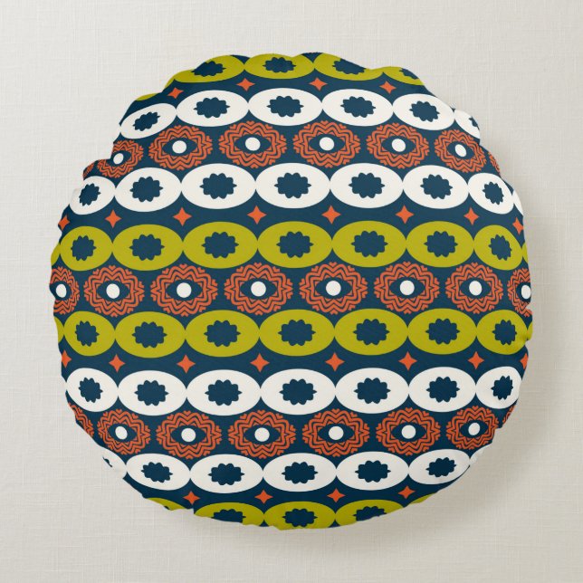 Colour seamless pattern with oval shapes in Africa Round Pillow (Front)