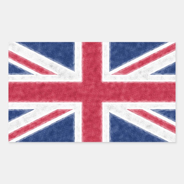 Colour Sketch Effect UK Flag Union Jack Sticker (Front)