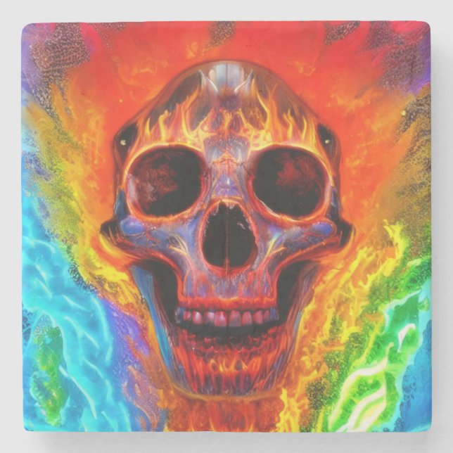 Colour Skull Stone Coaster (Front)