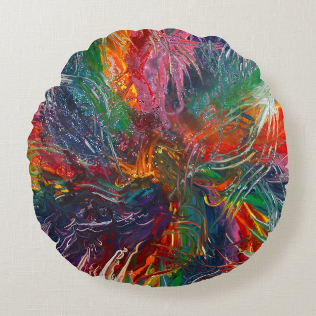 Colour Spectrum Pinwheel Round Pillow (Front)