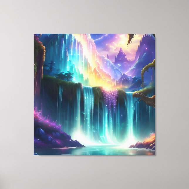 Colour Spectrum Waterfall Lake  Canvas Print (Front)