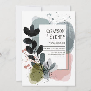 Colour Splash Abstract Foliage Wedding  Invitation