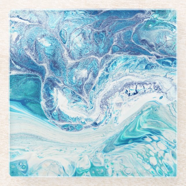 Colour Splash: Acrylic Abstract Background Glass Coaster (Front)