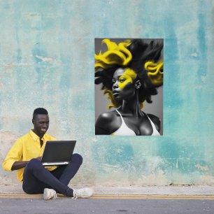 Colour Splash Blonde on Black Hair Poster